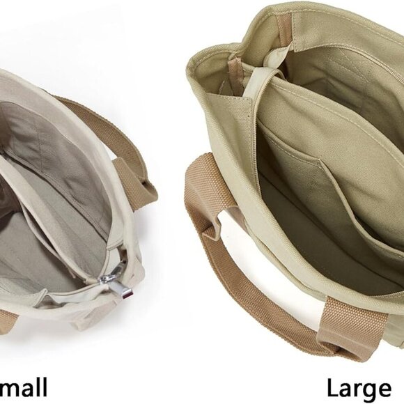 Small Tote Bag with Zipper Tote Bag for Women Canvas Crossbody Bag Shoulder Bag - Picture 3 of 7